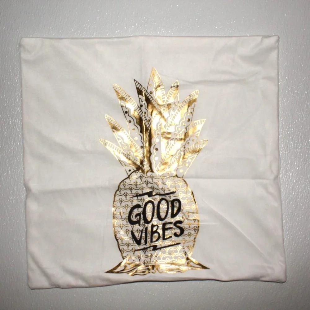 Modern 3 Piece Set Lot of Gold Lame Pillow Cases Of Self Love Verbiage 17" X 17" - Picture 3 of 9